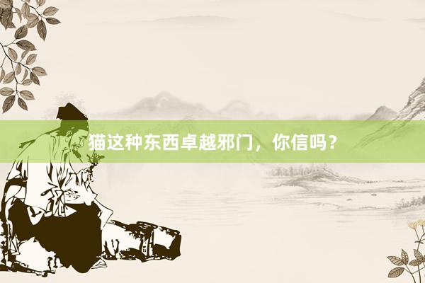猫这种东西卓越邪门，你信吗？